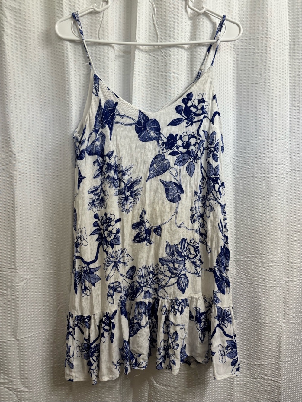 Lulu's White Dress with Blue Floral Print